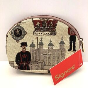 NWT SIGNARE Tapestry "Royal Guard" Cosmetic Case Beefeater Tower of London Crown